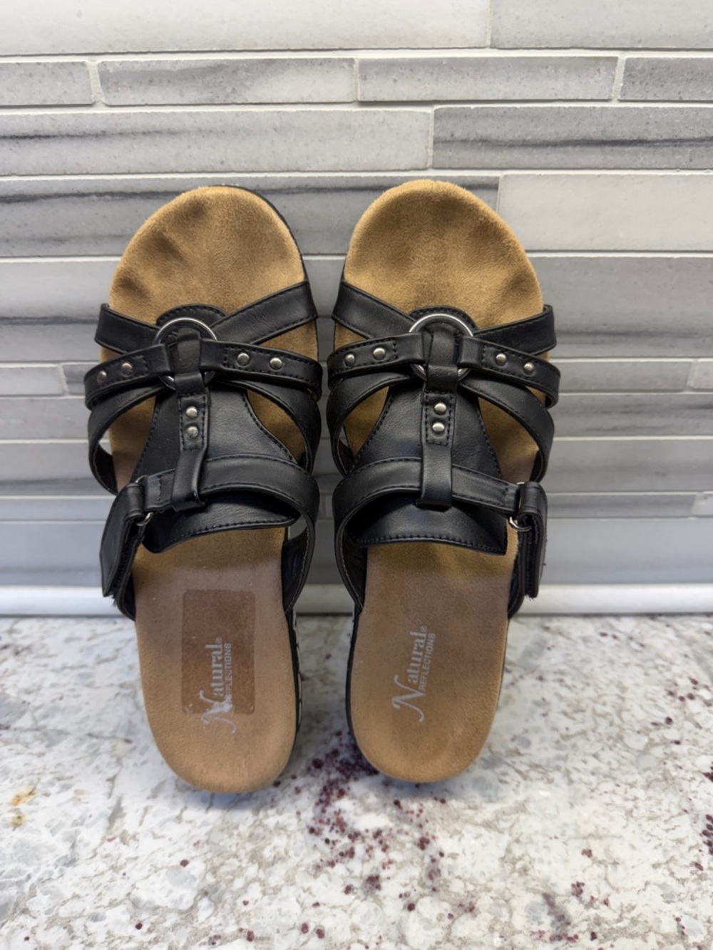 Womens Size 9 Natural Reflections Black  Slide Sandals/Shoes